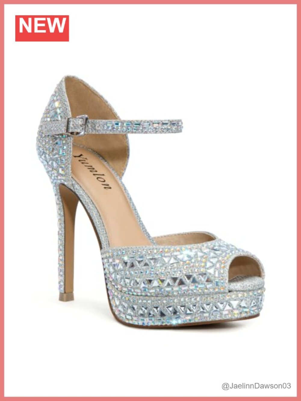 Sparkly Rhinestone Peep Toe Platform Stiletto Heels for Women Wedding Party